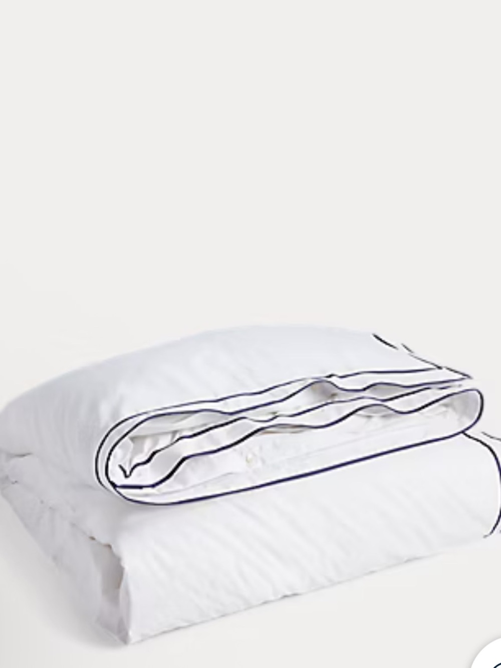 Ralph Lauren Home Spencer Sateen Queen White Duvet Cover with Navy Trim